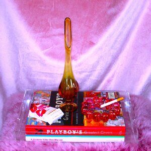 Amber Swung Glass Bud Vase